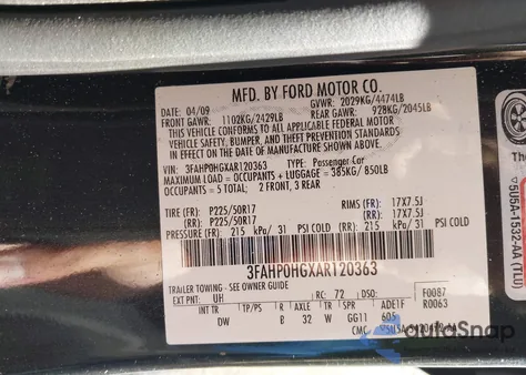 2010 Ford Fusion Se z USA, uszkodzony, nr VIN 3FAHP0HGXAR120363